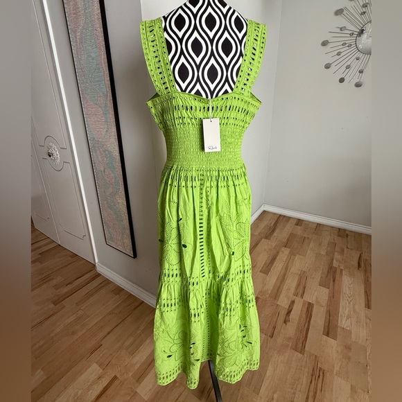 NWT Rails Fawn Embroidered 100% Cotton Midi Dress in Island Green - Picture 10 of 15